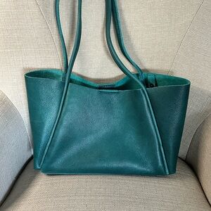 Sea Glass Leather Shoulder Tote Bag
